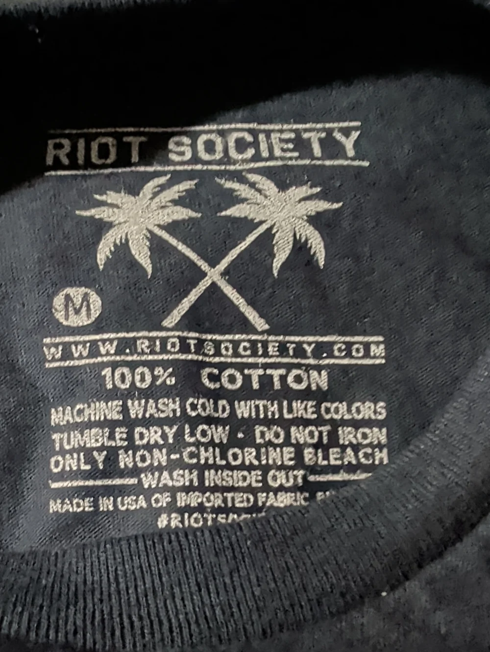 Riot Society Men's Boot Boots & Hat Embroidered Navy Blue Short Sleeve Crew Neck